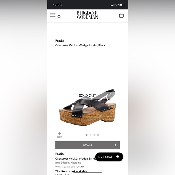 Prada Wicker Wedge Leather Sandals Size 8 US - Picture 8 of 8